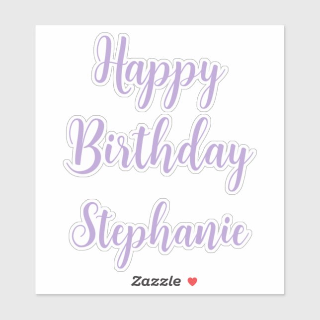 Happy Birthday Lavender Purple Custom Name Elegant (Sheet)