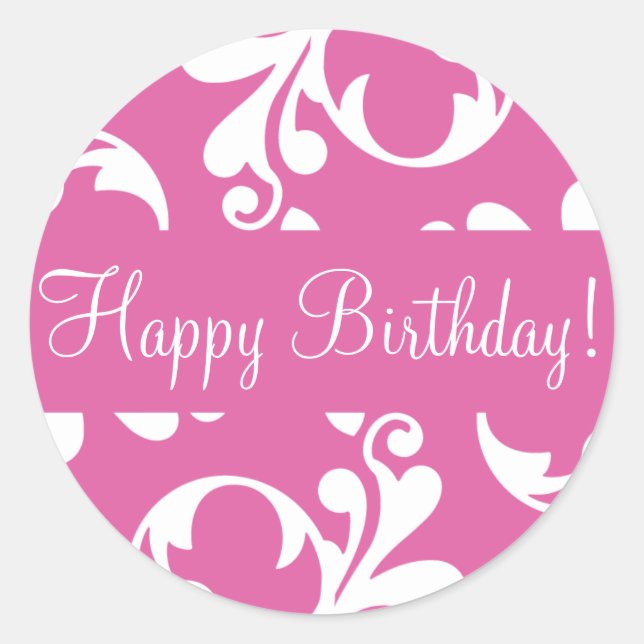 Happy Birthday Leaf Flourish Envelope Sticker Seal (Front)