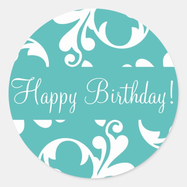 Happy Birthday Leaf Flourish Envelope Sticker Seal (Front)
