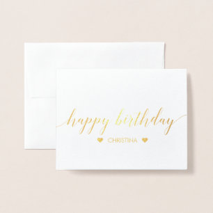 Happy Birthday Lettering Gold Foil Greeting Card