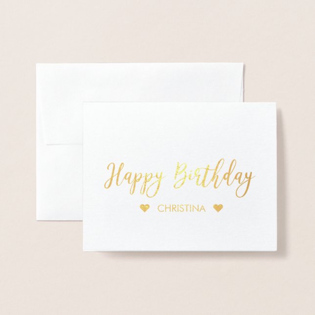 Happy Birthday Lettering Gold Foil Greeting Card (Front With Envelope)