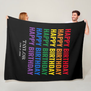 Happy Birthday LGBT Pride LGBTQ Transgender Fleece Blanket