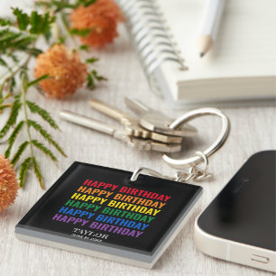 Happy Birthday LGBT Pride LGBTQ Transgender Key Ring