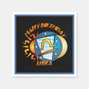 Happy Birthday Libra Zodiac Birth Sign Napkins