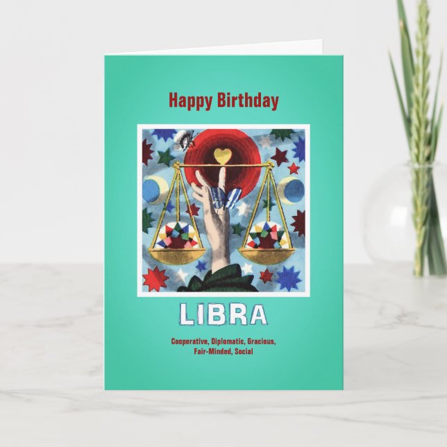 Happy Birthday Libra Zodiac Sign Card (Front)
