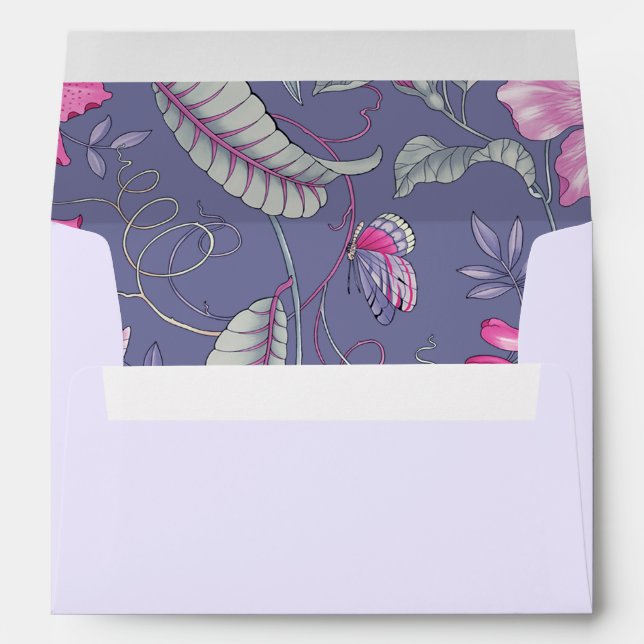 Happy Birthday. Lilac Pink Floral Pattern Custom Envelope (Back (Bottom))