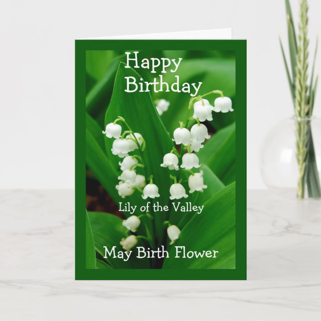 Happy Birthday Lily of the Valley May Birth Flower Card (Front)
