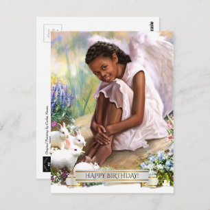Happy Birthday. Little Angel with Bunnies Postcard