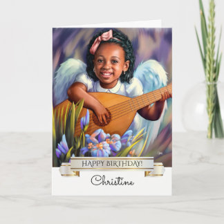 Happy Birthday. Little Angel with Lute Card
