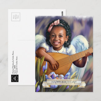 Happy Birthday. Little Angel with Lute Postcard