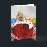 Happy Birthday Little Chipmunk, writing inside Card<br><div class="desc">Happy Birthday! A cute little chipmunk  gets messy eating a birthday cupcake. Inside card reads,  "Happy Birthday don't be afraid to get messy". Totally customisable for you to personalise as you please!</div>