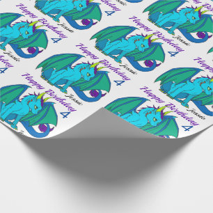 Happy Birthday Little Dragon Boy's Girl's Custom Wrapping Paper