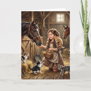 Happy Birthday Little Girl Cute Kitten Greeting Ca Card