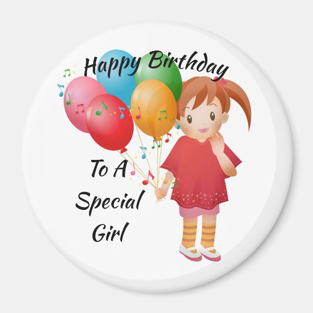 Happy Birthday Little Girl Magnet (Front)