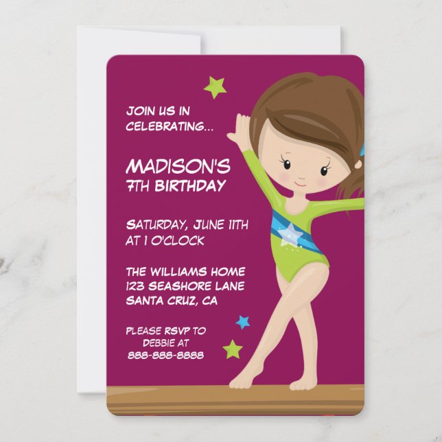 Happy Birthday | Little Gymnast Invitation (Front)