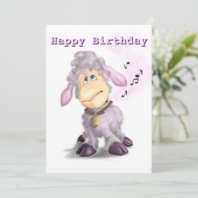 Happy Birthday - Little Lamb with Bell - Add Name (Standing Front)