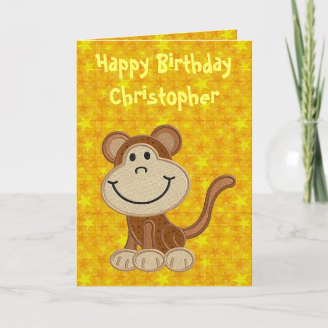 Happy Birthday Little Monkey Card (Front)