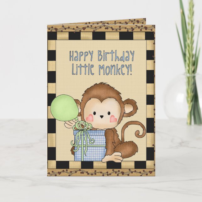 Happy Birthday Little Monkey greeting card (Front)