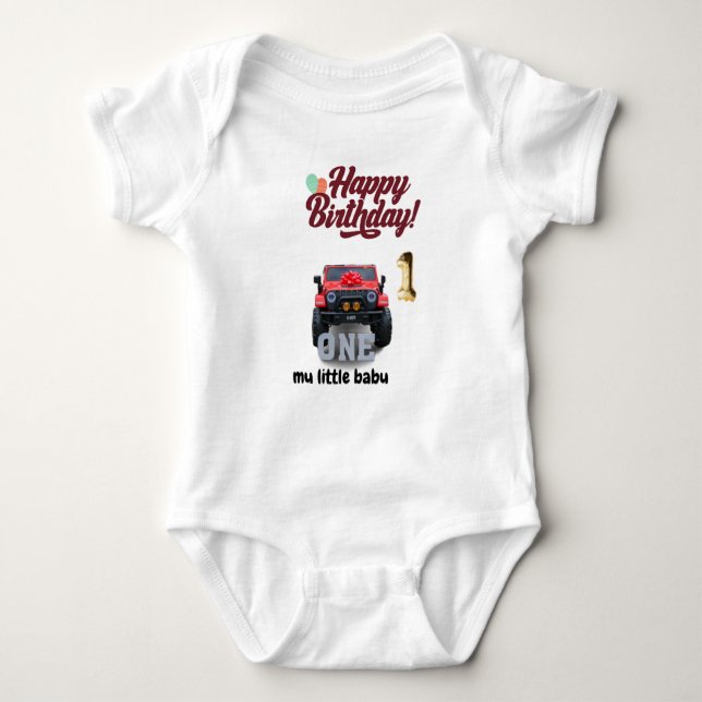 "Happy Birthday Little One - Custom Baby Bodysuit" Bodysuit (Front)