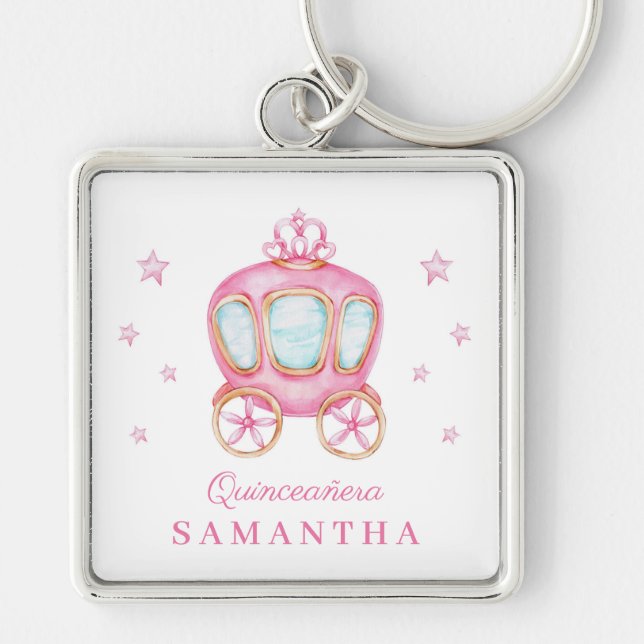 Happy birthday little princess carriage key ring (Front)