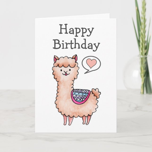Happy Birthday Llama Card (Front)