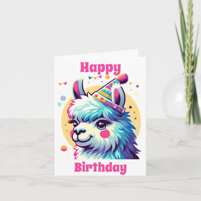 Happy Birthday Llama  Card (Front)