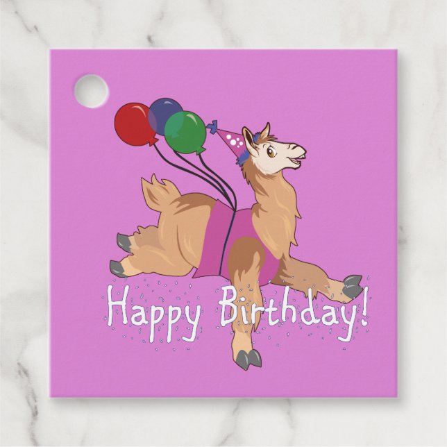 Happy Birthday Llama! Favour Tags (Front)