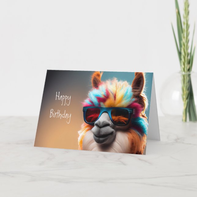  Happy Birthday LLama Fun Humour For Anyone Card (Front)