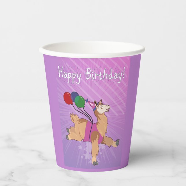 Happy Birthday Llama! Paper Cup (Front)