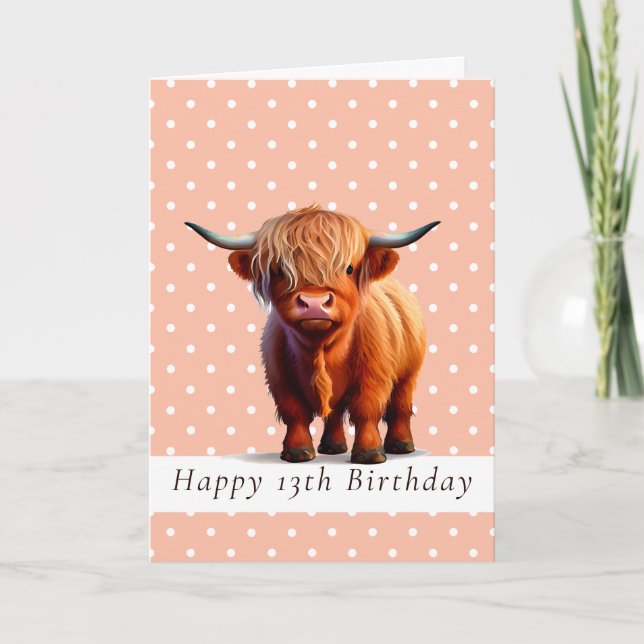 HAPPY BIRTHDAY LONG HAIR BROWN COW CARD (Front)