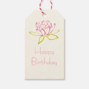Happy Birthday Lotus Flower / Water Lily Gift Tags