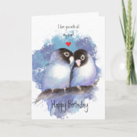 Happy Birthday Love Blue Lovebirds Bird Art