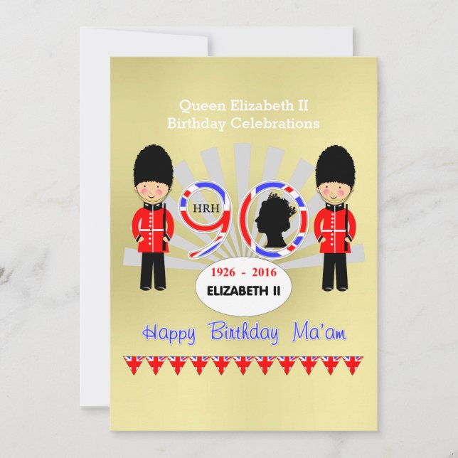 Happy Birthday Ma'am Queen Elizabeth II 90th Party Invitation (Front)