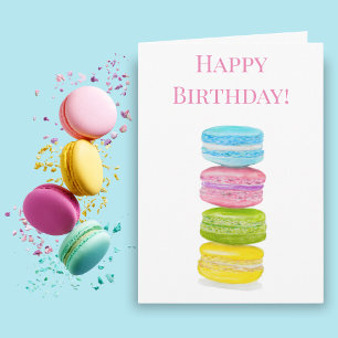 Happy Birthday Macaroons Colour Pencil Drawing Card