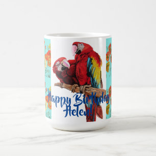 Happy Birthday Macaw Orange Poppy Womans Name Mug