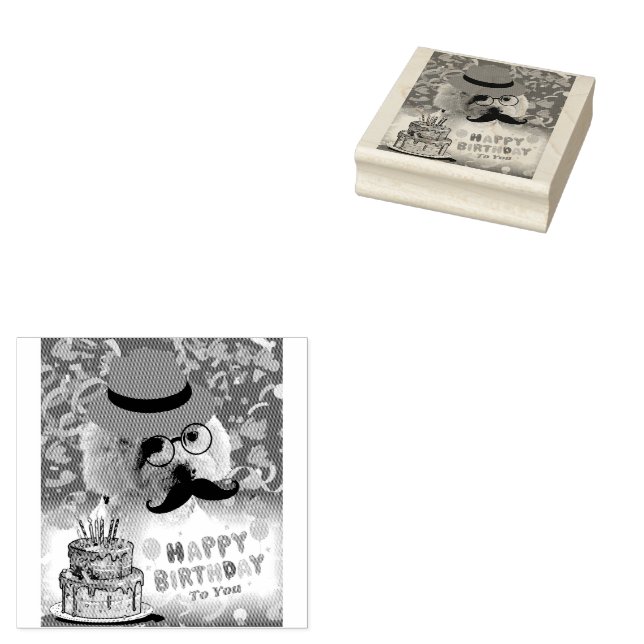 Happy Birthday Make A Wish Poodle Rubber Stamp (Stamped)