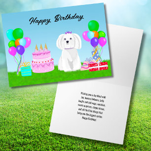 Happy Birthday Maltese at Birthday Party Card