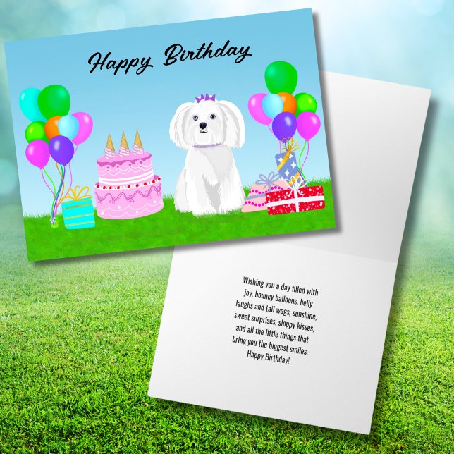 Happy Birthday Maltese at Birthday Party Card (Creator Uploaded)