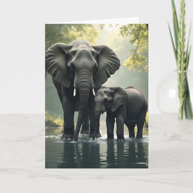 Happy Birthday Mama | Elephant Themed Card (Front)