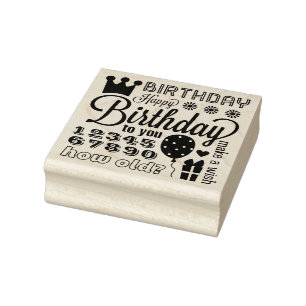 Happy Birthday Many Ways Rubber Art Stamp