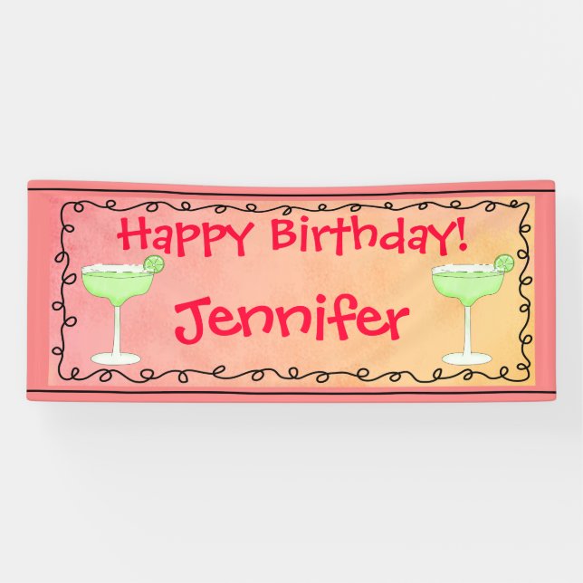 Happy Birthday Margarita Name Personalised Banner (Horizontal)