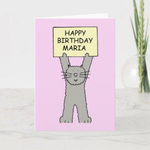 Happy Birthday Maria Cartoon Cat Card