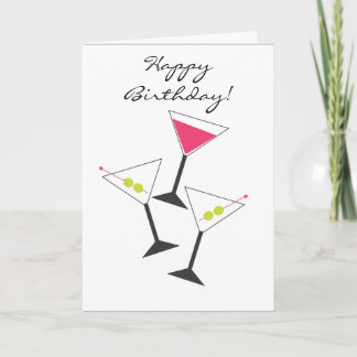 Happy Birthday Martini Glasses Greeting Card