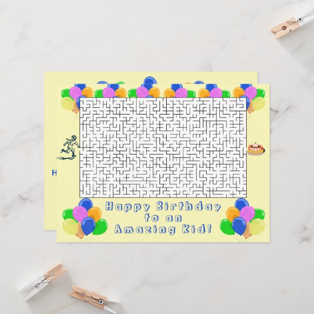 Happy Birthday Maze and Balloons Amazing Kid Cream (Front/Back In Situ)