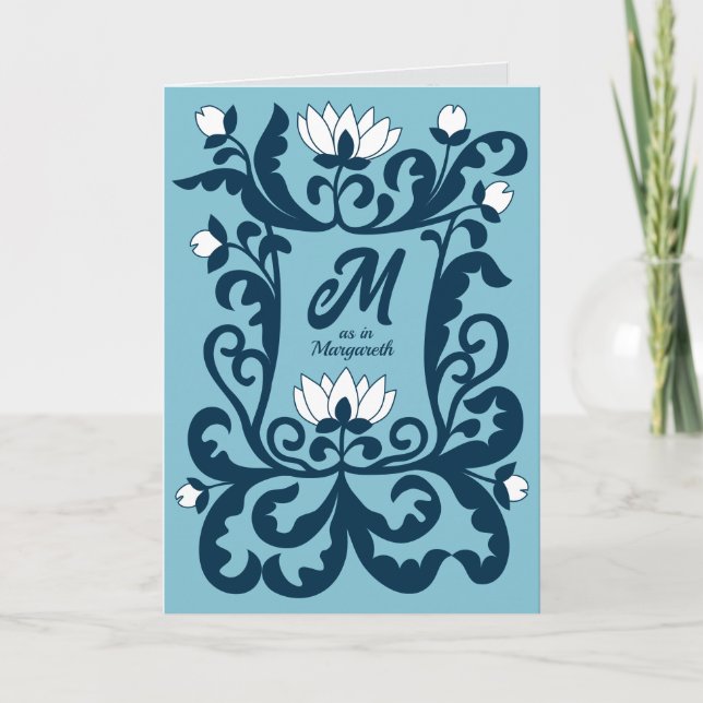 Happy Birthday mediaeval floral letter frame CC128 Card (Front)