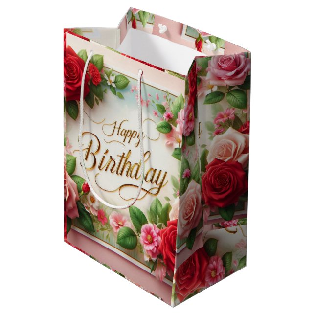 happy birthday medium gift bag (Back Angled)