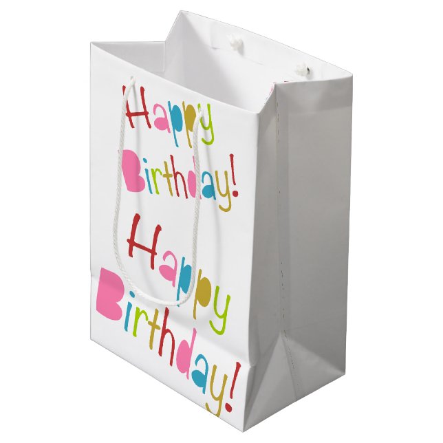 Happy Birthday Medium Gift Bag (Front Angled)
