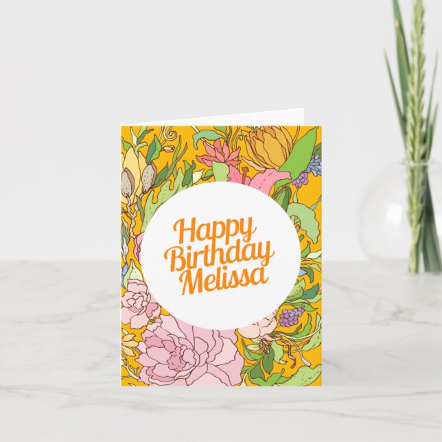 Happy Birthday Melissa | Floral Birthday Card (Front)