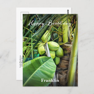 Happy Birthday Men Coconuts Trees Tropical Custom Postcard