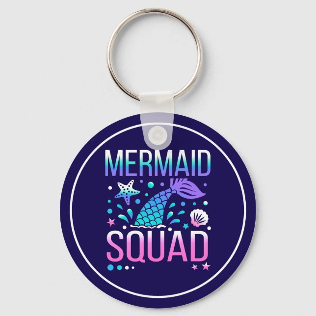 Happy Birthday Mermaid Squad-68296 Key Ring (Front)